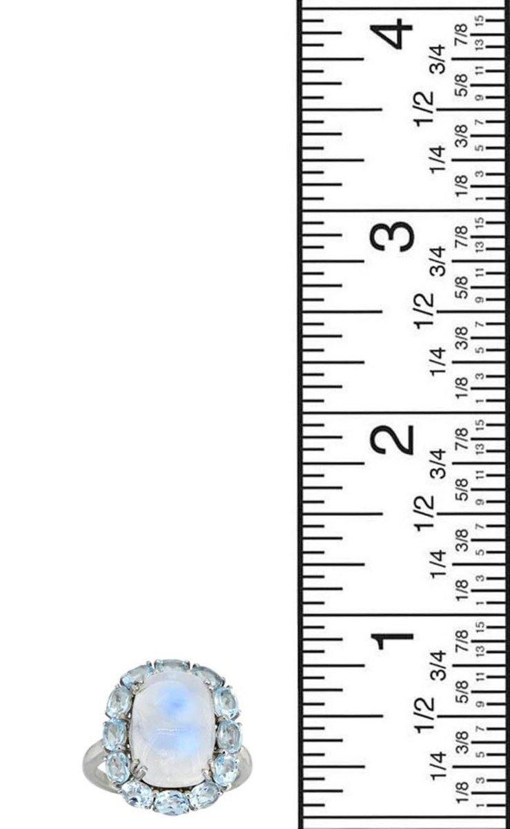 Rainbow Moonstone Sky Blue Topaz Solid 925 Sterling Silver Cluster Ring Jewelry - YoTreasure