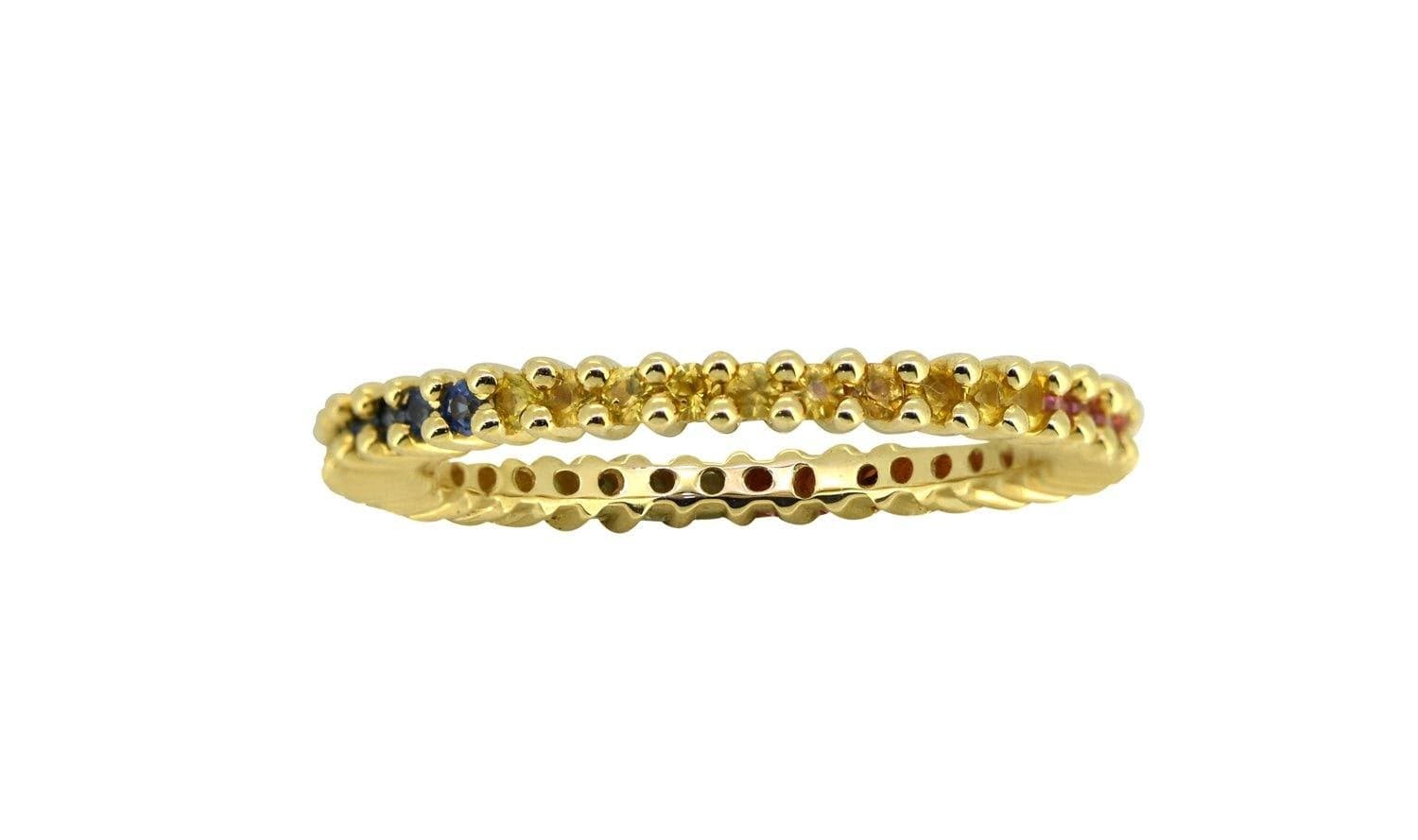 0.82 Ct Multi Sapphire Solid 14k Yellow Gold Band Ring Jewelry - YoTreasure