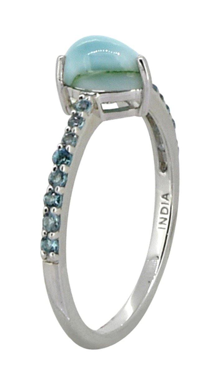 1.19 Ct Larimar London Blue Topaz Solid 925 Sterling Silver Ring Jewelry - YoTreasure