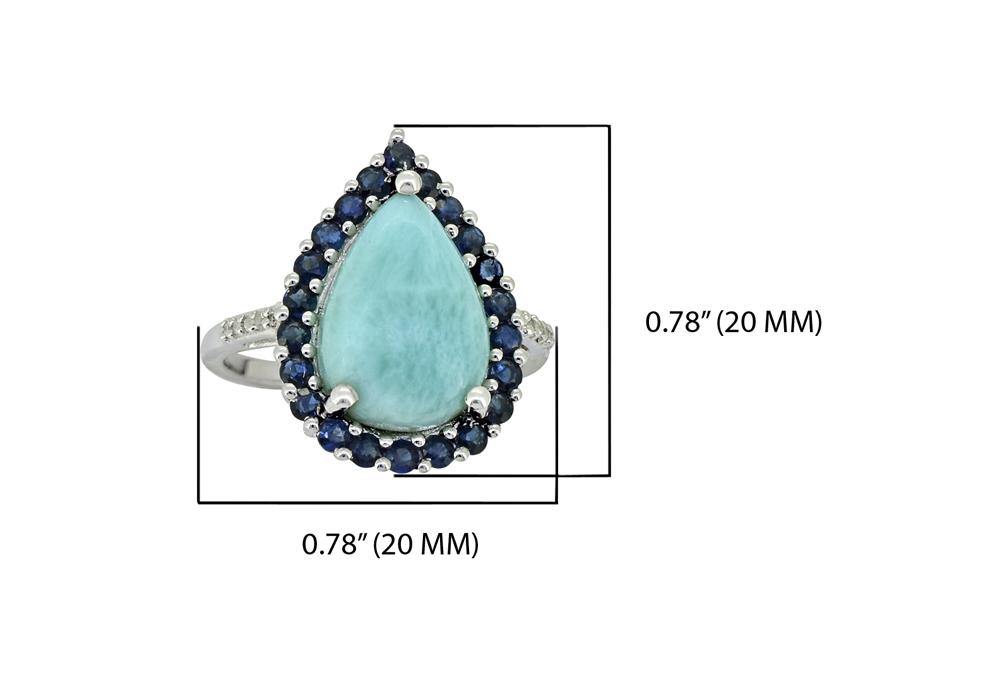 7.47 Ct Larimar Blue Sapphire Solid Sterling Silver Designer Ring Jewelry - YoTreasure