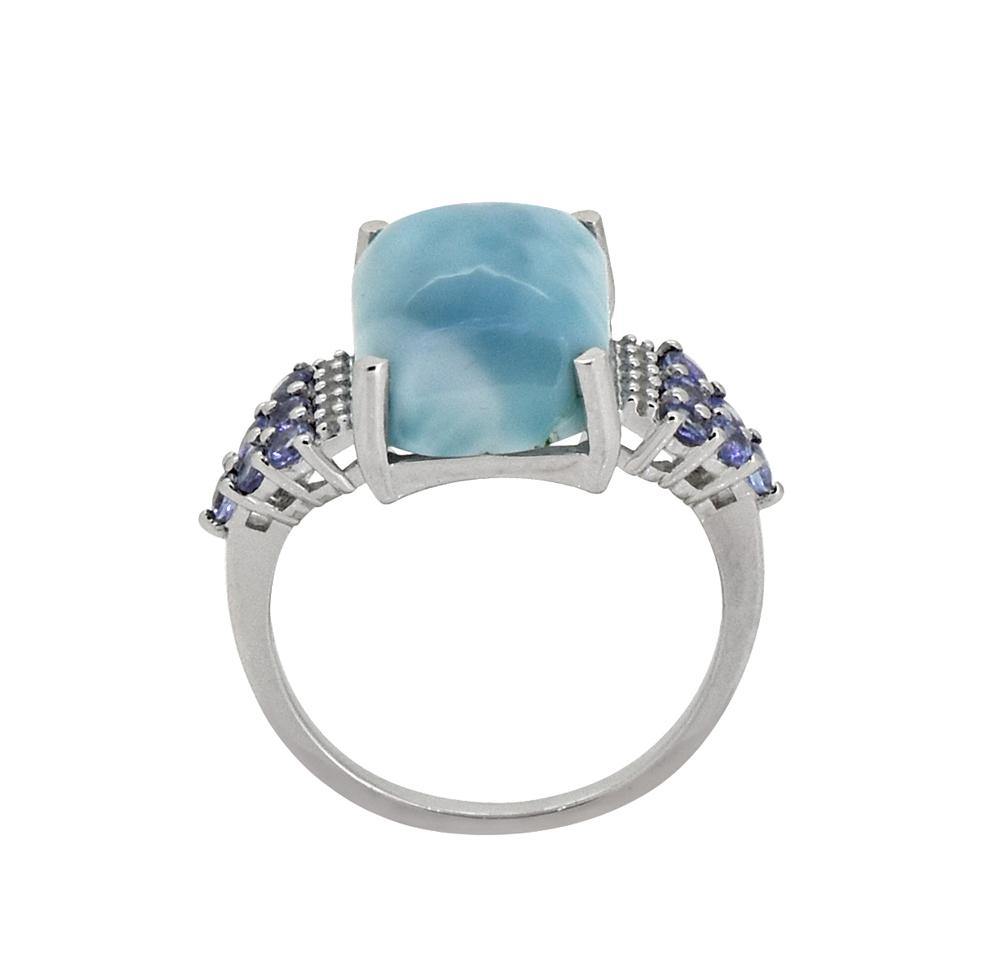 8.95 Ct. Larimar Tanzanite Solid 925 Sterling Silver Designer Ring Jewelry - YoTreasure