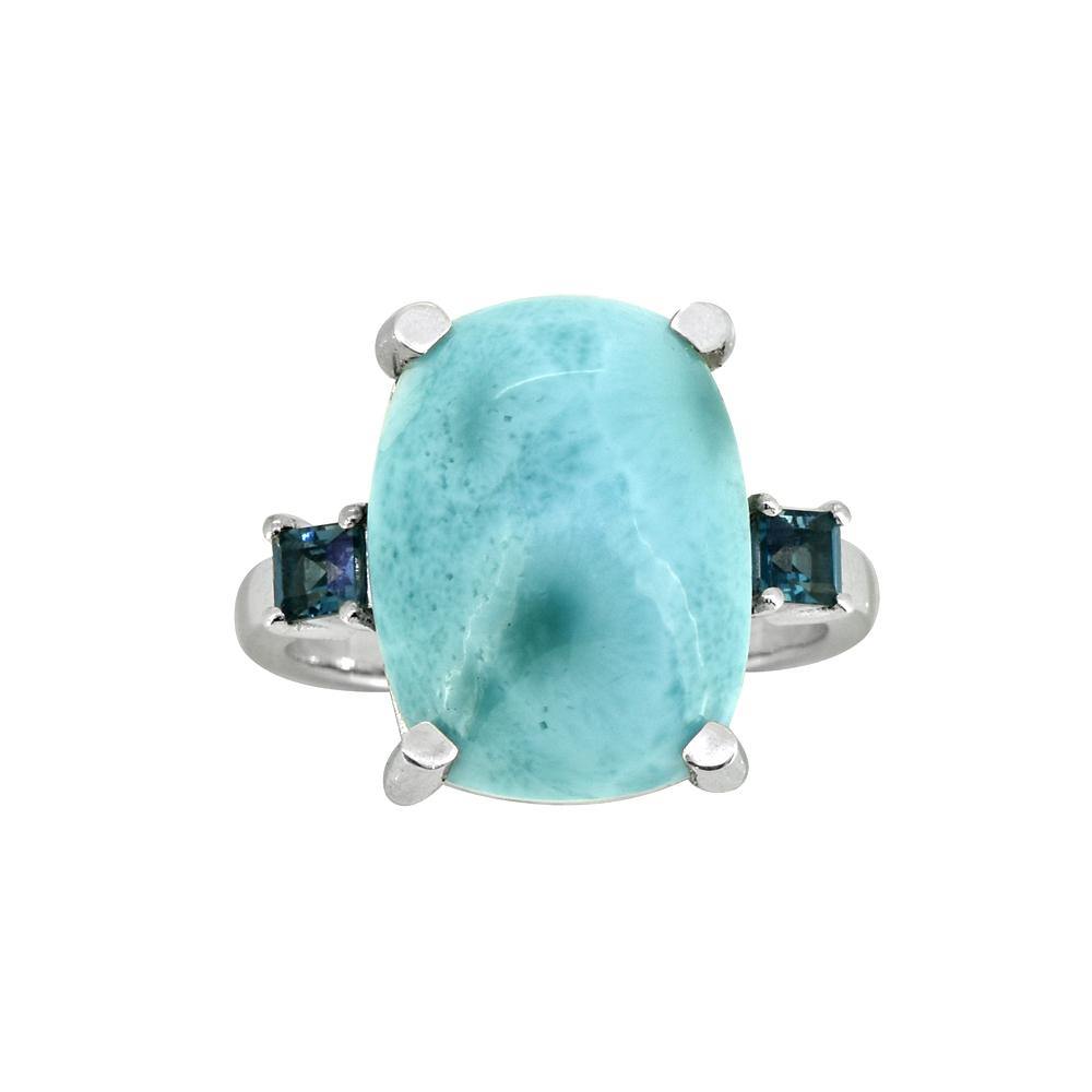 11.18 Ct. Larimar London Blue Topaz Solid 925 Sterling Silver Ring Jewelry - YoTreasure