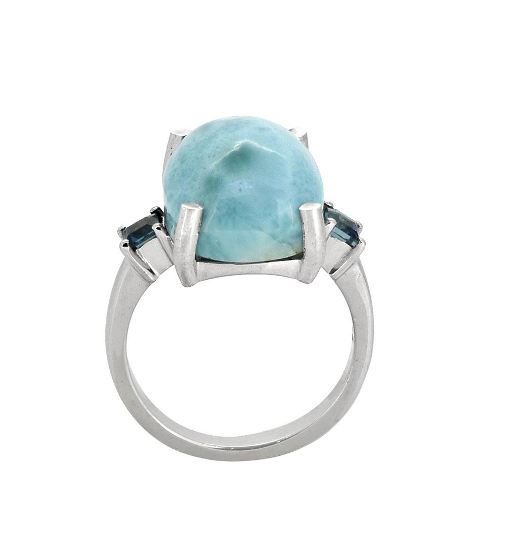 11.18 Ct. Larimar London Blue Topaz Solid 925 Sterling Silver Ring Jewelry - YoTreasure