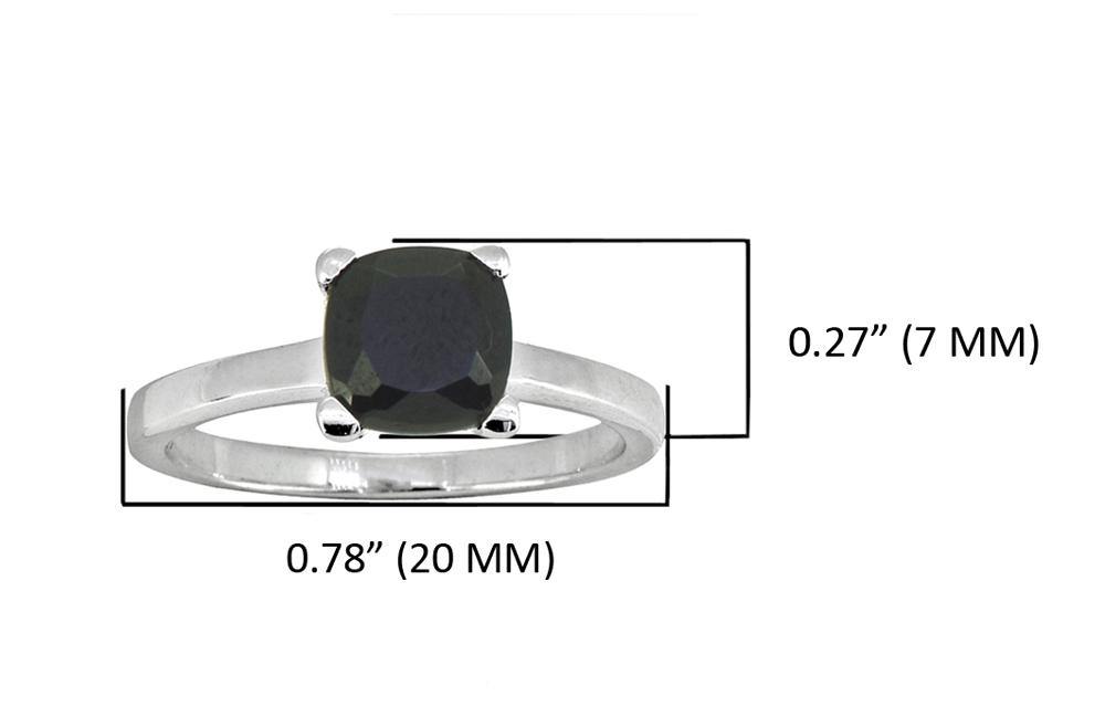 1.82 Ct. Black Spinel Solid 925 Sterling Silver Solitaire Ring Jewelry - YoTreasure