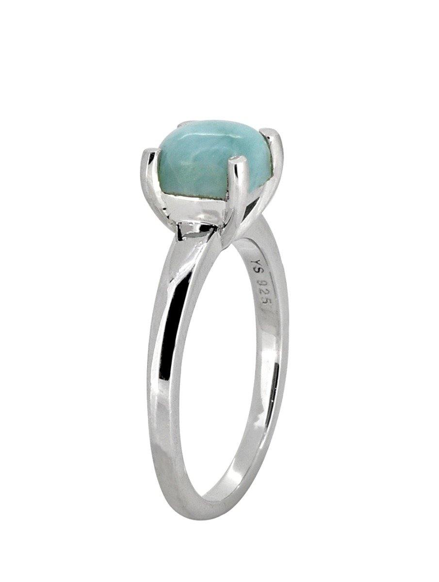 1.82 Ct. Larimar Solid 925 Sterling Silver Solitaire Ring Jewelry - YoTreasure