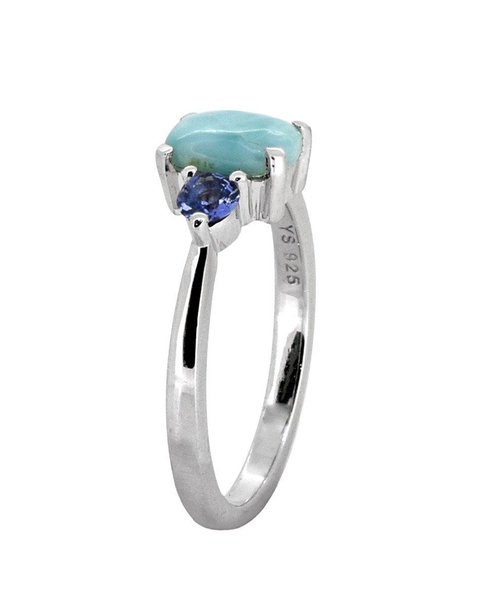 1.85 Ct. Larimar Tanzanite Solid 925 Sterling Silver Ring Jewelry - YoTreasure