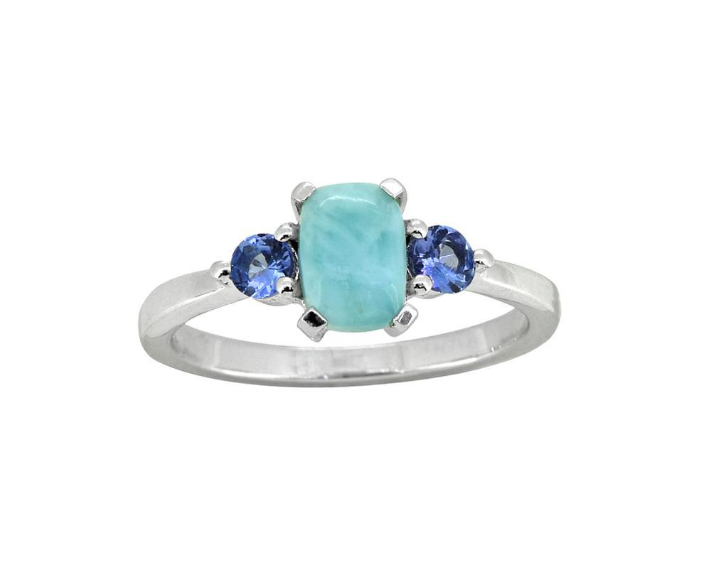 1.85 Ct. Larimar Tanzanite Solid 925 Sterling Silver Ring Jewelry - YoTreasure