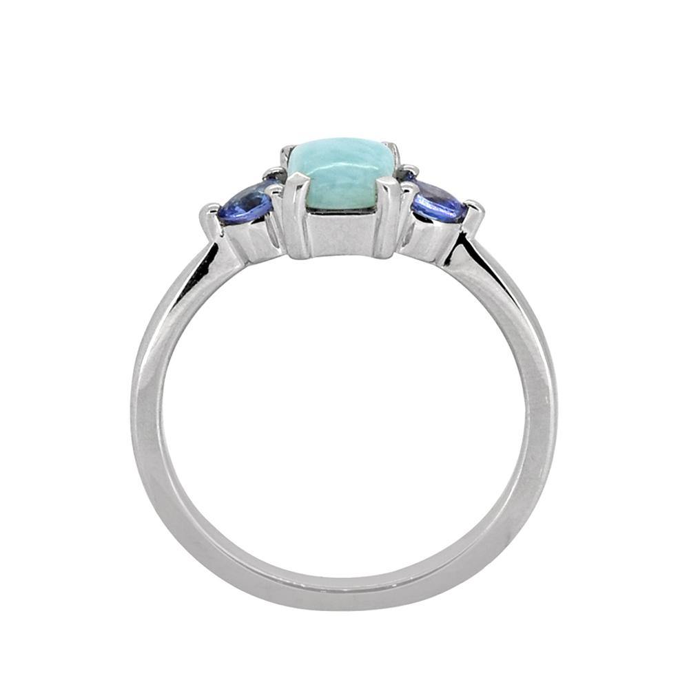 1.85 Ct. Larimar Tanzanite Solid 925 Sterling Silver Ring Jewelry - YoTreasure