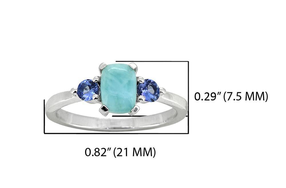 1.85 Ct. Larimar Tanzanite Solid 925 Sterling Silver Ring Jewelry - YoTreasure