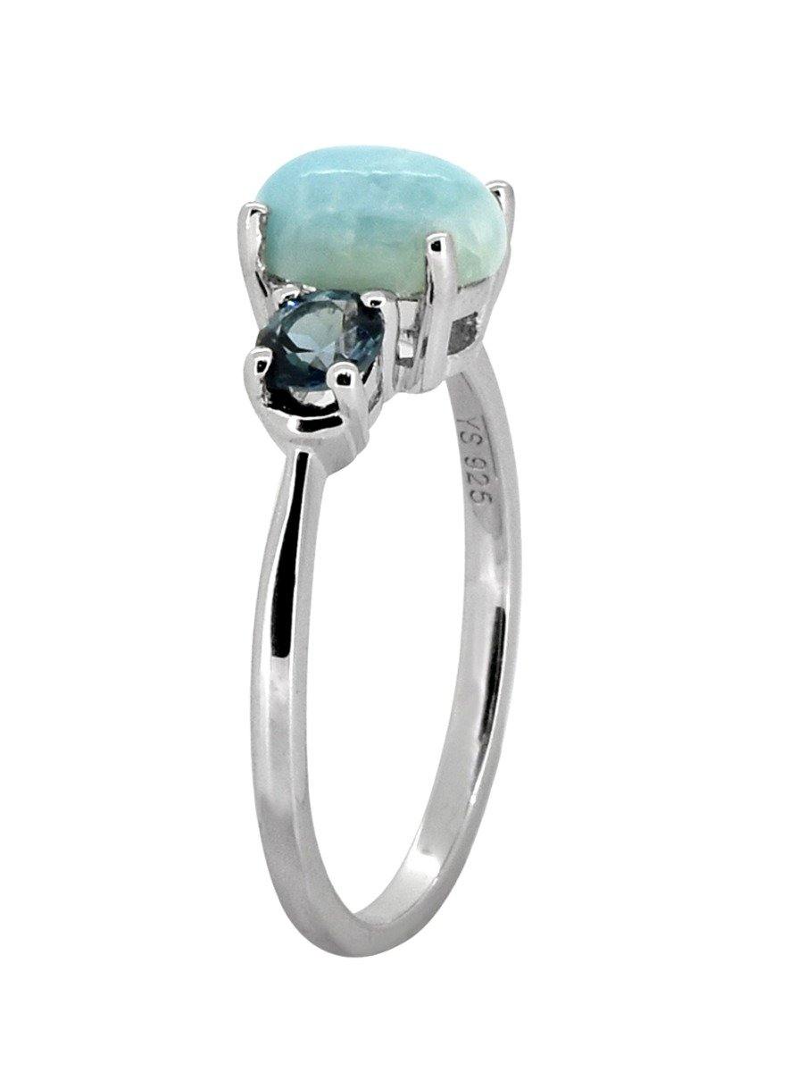 1.66 Ct. Larimar London Blue Topaz Solid 925 Sterling Silver Ring Jewelry - YoTreasure