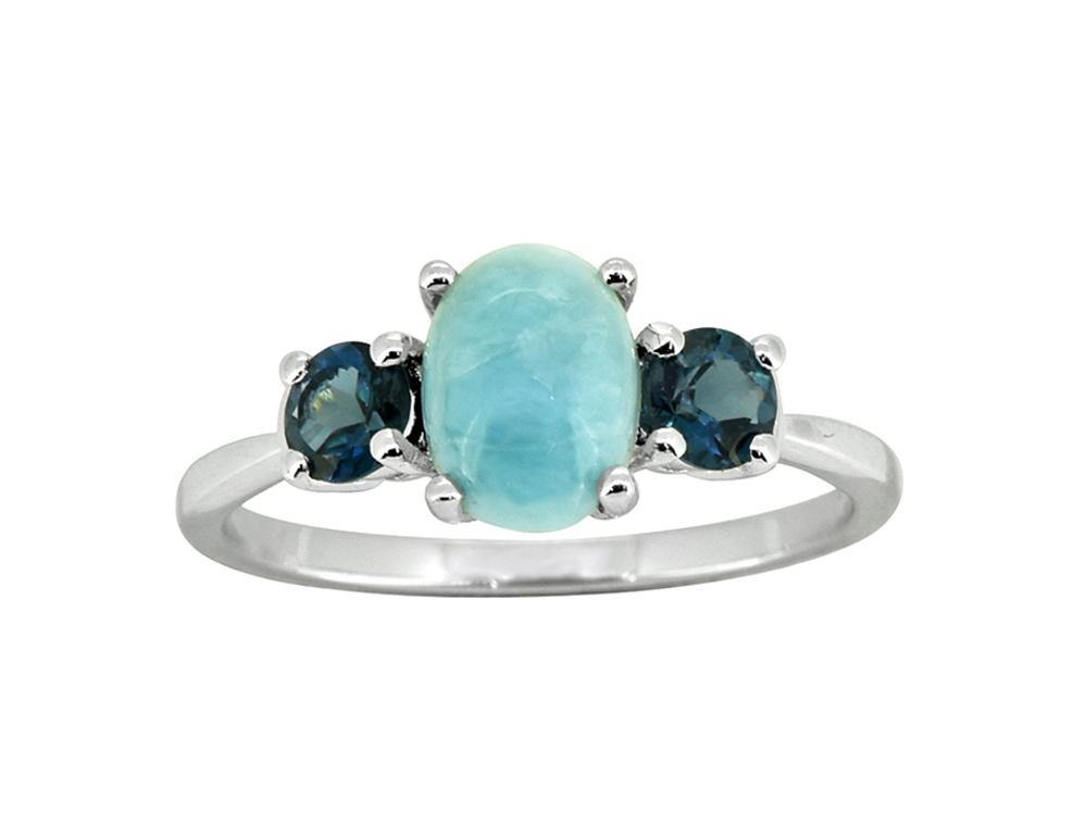 1.66 Ct. Larimar London Blue Topaz Solid 925 Sterling Silver Ring Jewelry - YoTreasure