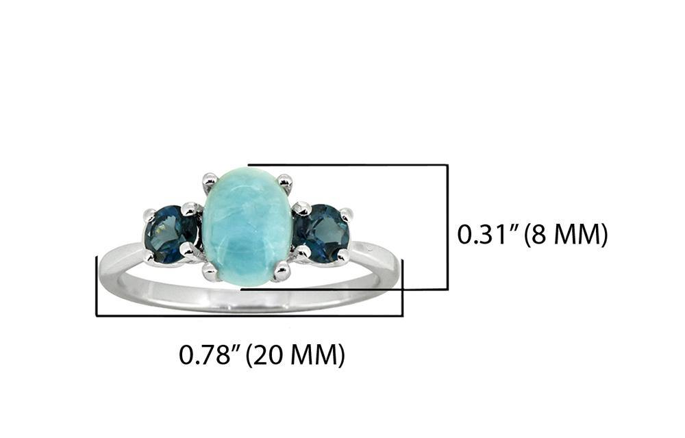 1.66 Ct. Larimar London Blue Topaz Solid 925 Sterling Silver Ring Jewelry - YoTreasure