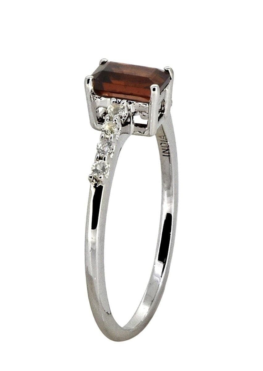 0.64 Ct Garnet White Topaz Solid 925 Sterling Silver Ring Jewelry - YoTreasure