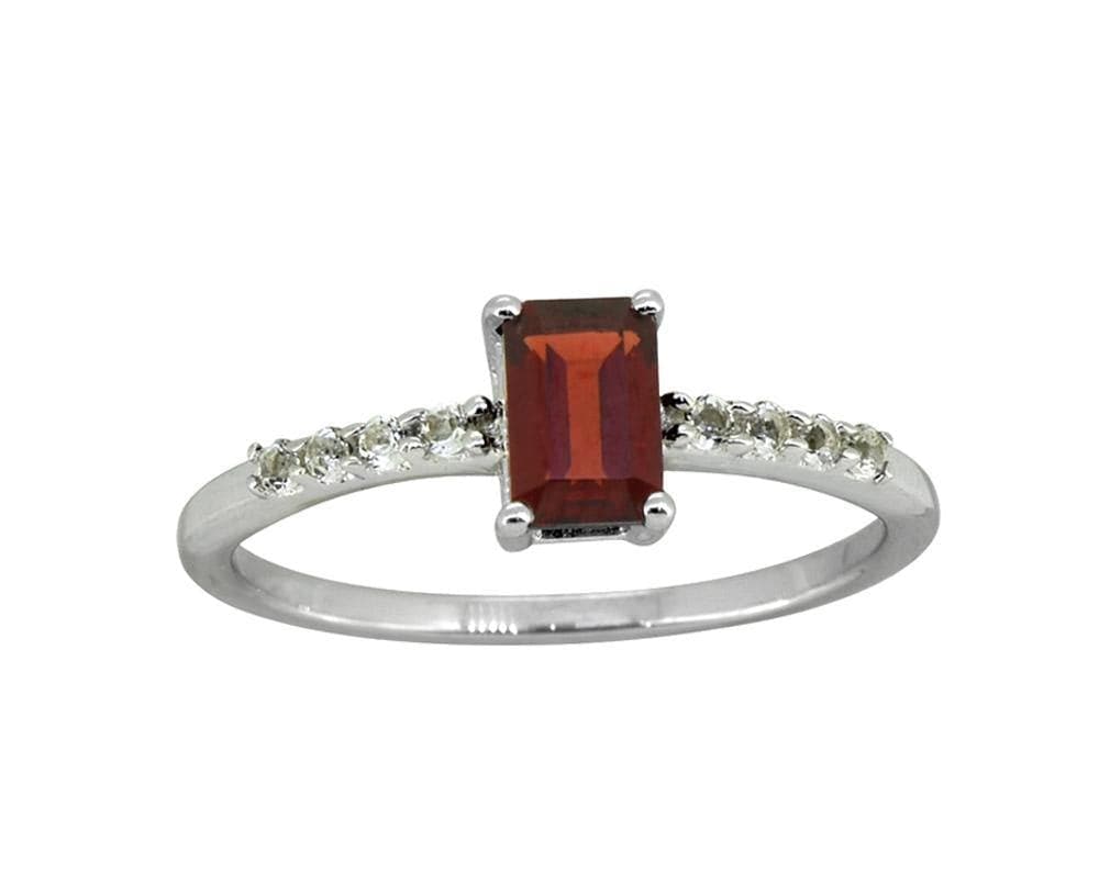 0.64 Ct Garnet White Topaz Solid 925 Sterling Silver Ring Jewelry - YoTreasure