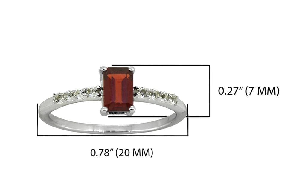 0.64 Ct Garnet White Topaz Solid 925 Sterling Silver Ring Jewelry - YoTreasure