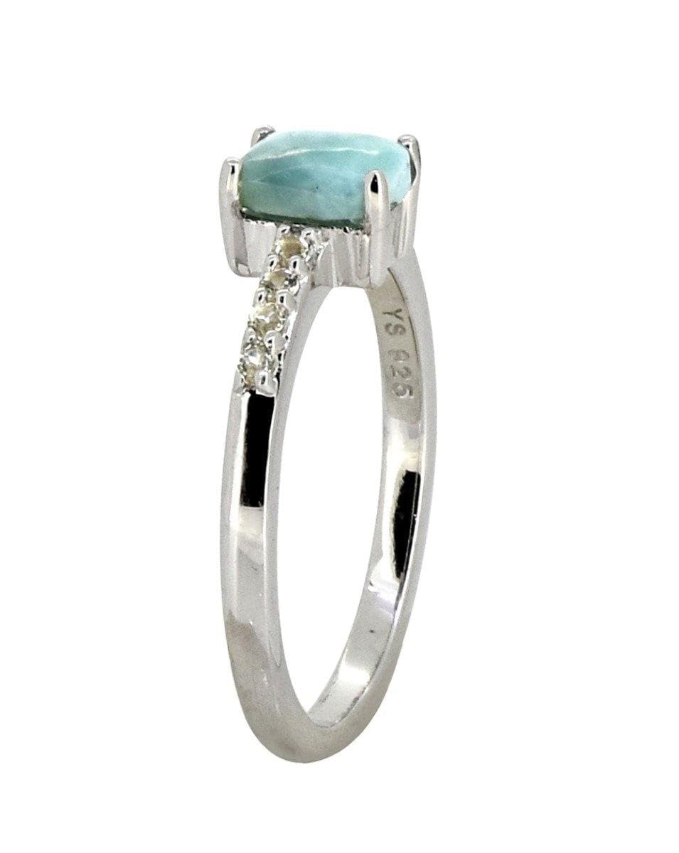 0.64 Ct Larimar White Topaz Solid 925 Sterling Silver Ring Jewelry - YoTreasure