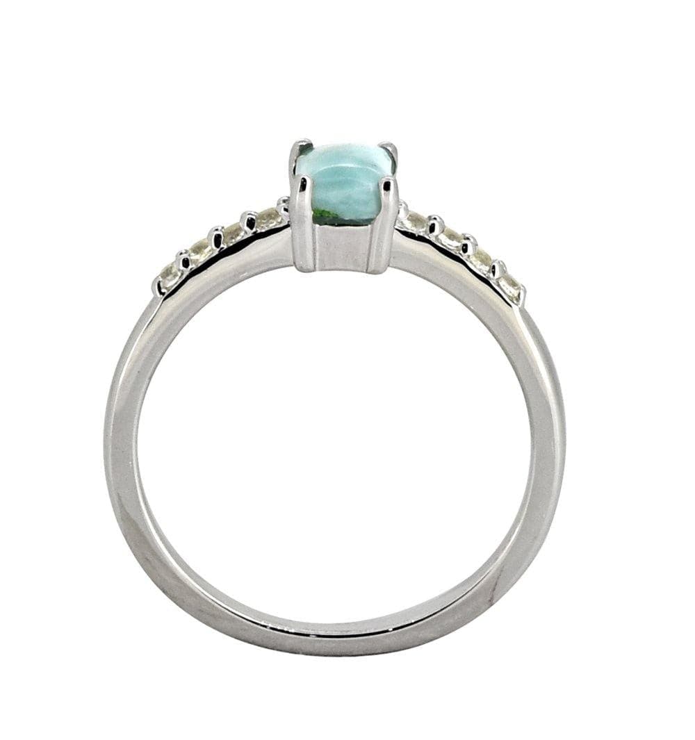 0.64 Ct Larimar White Topaz Solid 925 Sterling Silver Ring Jewelry - YoTreasure