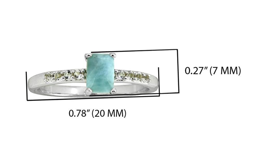 0.64 Ct Larimar White Topaz Solid 925 Sterling Silver Ring Jewelry - YoTreasure