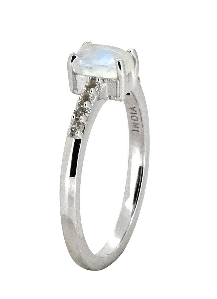 0.64 Ct Moonstone White Topaz Solid 925 Sterling Silver Ring Jewelry - YoTreasure