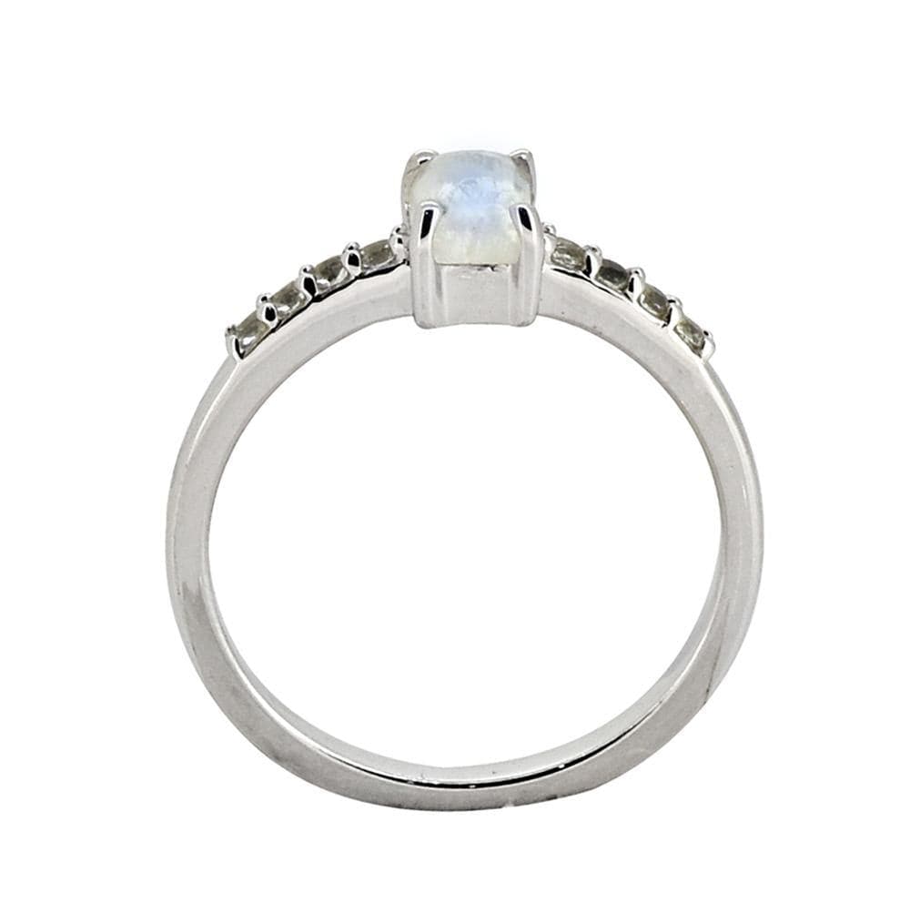 0.64 Ct Moonstone White Topaz Solid 925 Sterling Silver Ring Jewelry - YoTreasure