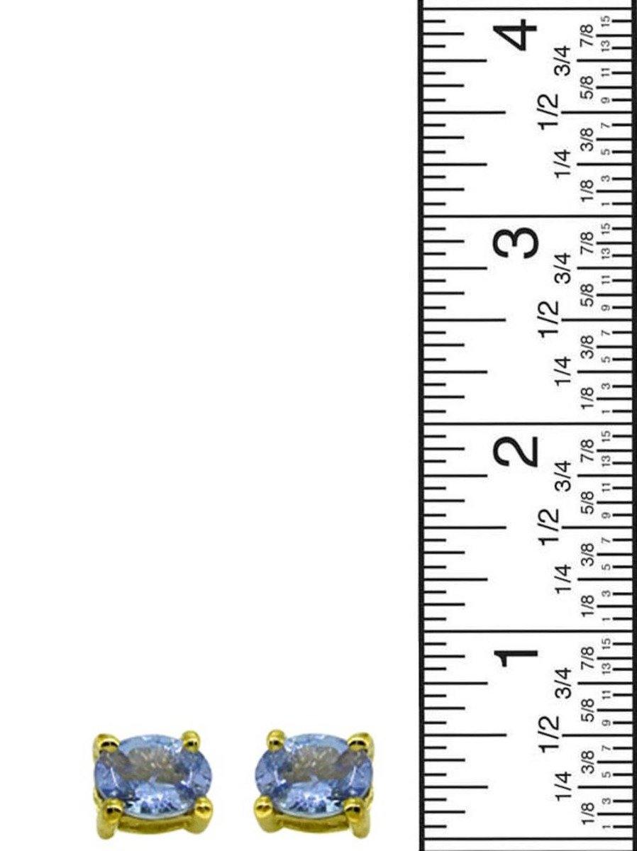 YoTreasure Blue Tanzanite Stud Earrings 925 Sterling Silver Gold Plated Jewelry - YoTreasure