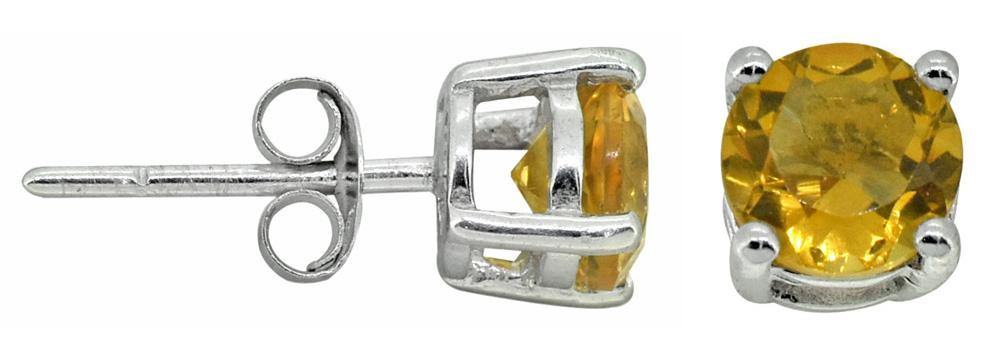 Citrine Stud Earrings Sterling Silver Gemstone Jewelry - YoTreasure