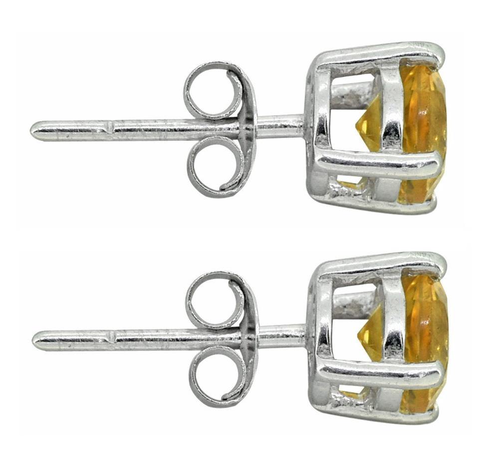 Citrine Stud Earrings Sterling Silver Gemstone Jewelry - YoTreasure