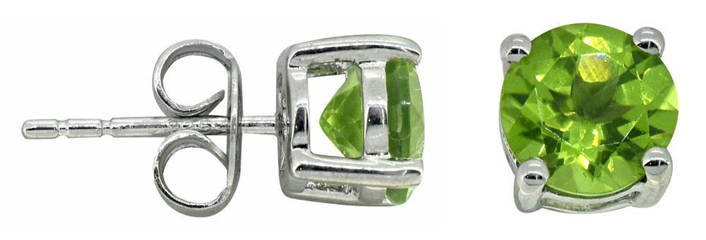 Natural Green Peridot Stud Earrings 925 Sterling Silver Gemstone - YoTreasure