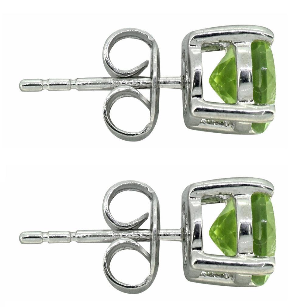 Natural Green Peridot Stud Earrings 925 Sterling Silver Gemstone - YoTreasure
