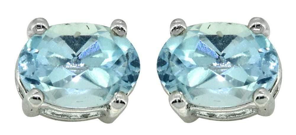 YoTreasure Swiss Blue Topaz Stud Earrings Solid 925 Sterling Silver Jewelry - YoTreasure