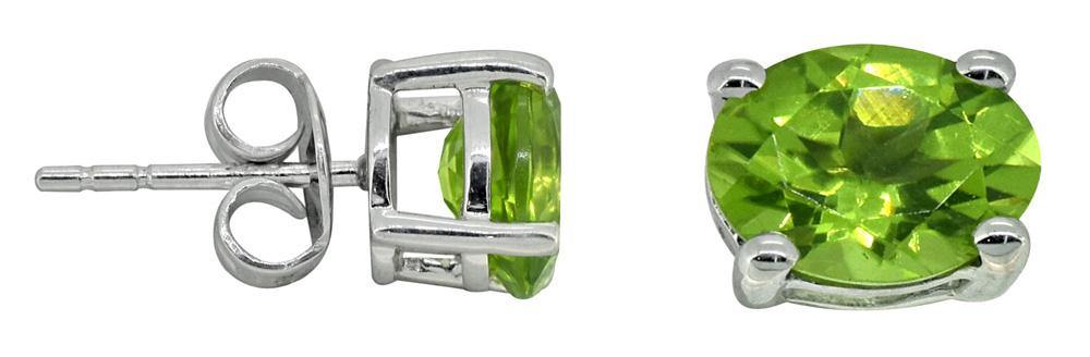YoTreasure Natural Green Peridot Solid 925 Sterling Silver Stud Earrings - YoTreasure