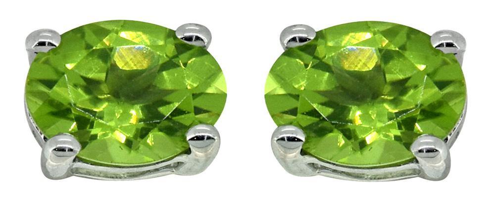 YoTreasure Natural Green Peridot Solid 925 Sterling Silver Stud Earrings - YoTreasure