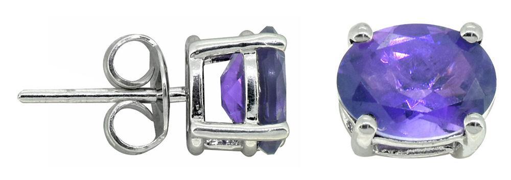 YoTreasure Natural Amethyst Stud Earrings 925 Sterling Silver Jewelry - YoTreasure