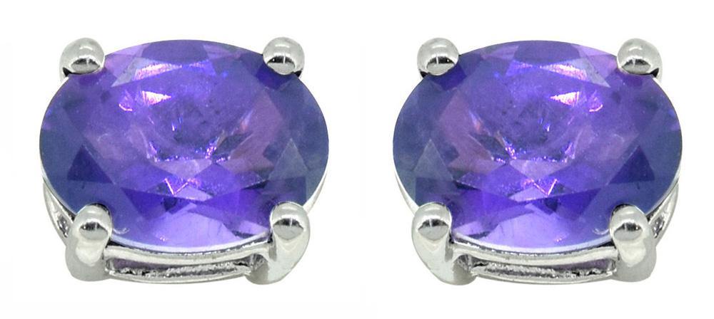 YoTreasure Natural Amethyst Stud Earrings 925 Sterling Silver Jewelry - YoTreasure