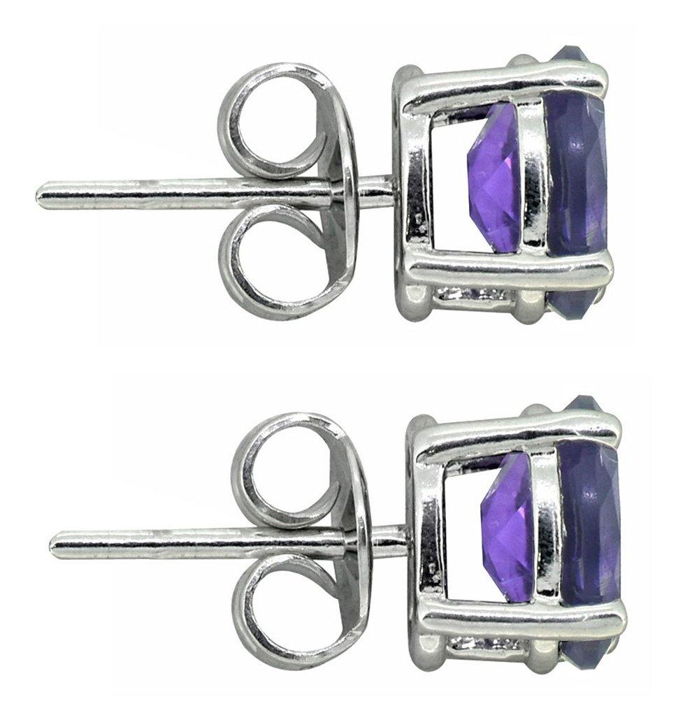 YoTreasure Natural Amethyst Stud Earrings 925 Sterling Silver Jewelry - YoTreasure