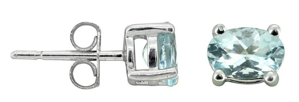Swiss Blue Topaz Solid 925 Sterling Silver Stud Earrings Jewelry - YoTreasure