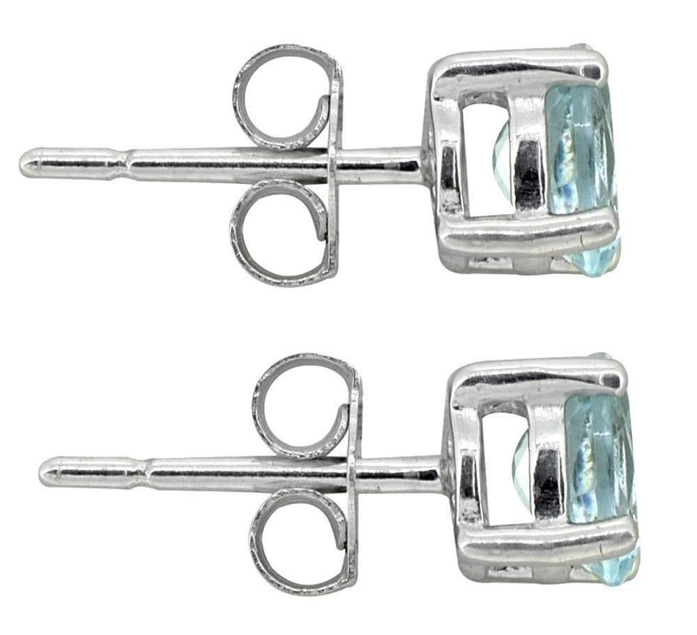 Swiss Blue Topaz Solid 925 Sterling Silver Stud Earrings Jewelry - YoTreasure