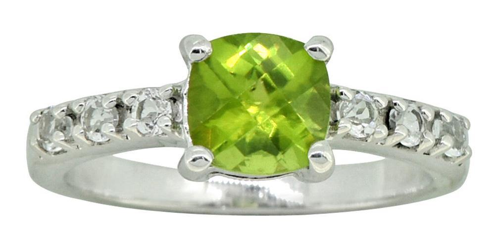 Natural Green Peridot White Topaz Solid 925 Sterling Silver Promise Ring Jewelry - YoTreasure