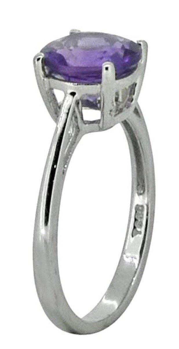 Natural Round Purple Amethyst Solid 925 Sterling Silver Ring Jewelry - YoTreasure