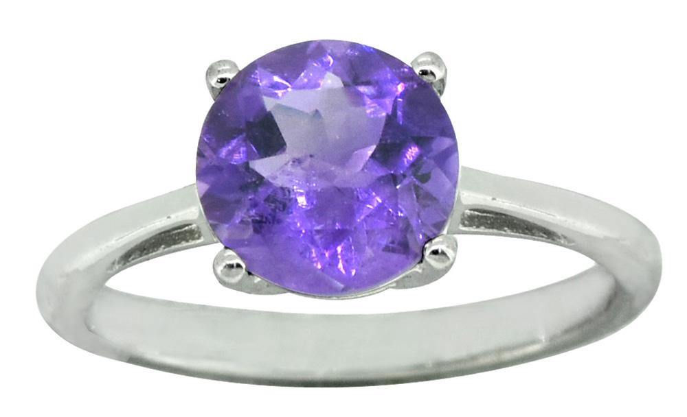 Natural Round Purple Amethyst Solid 925 Sterling Silver Ring Jewelry - YoTreasure