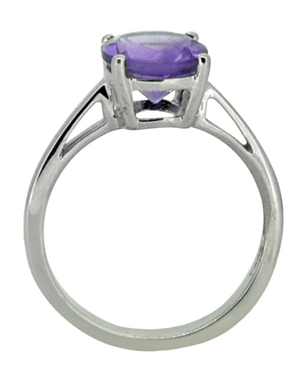 Natural Round Purple Amethyst Solid 925 Sterling Silver Ring Jewelry - YoTreasure