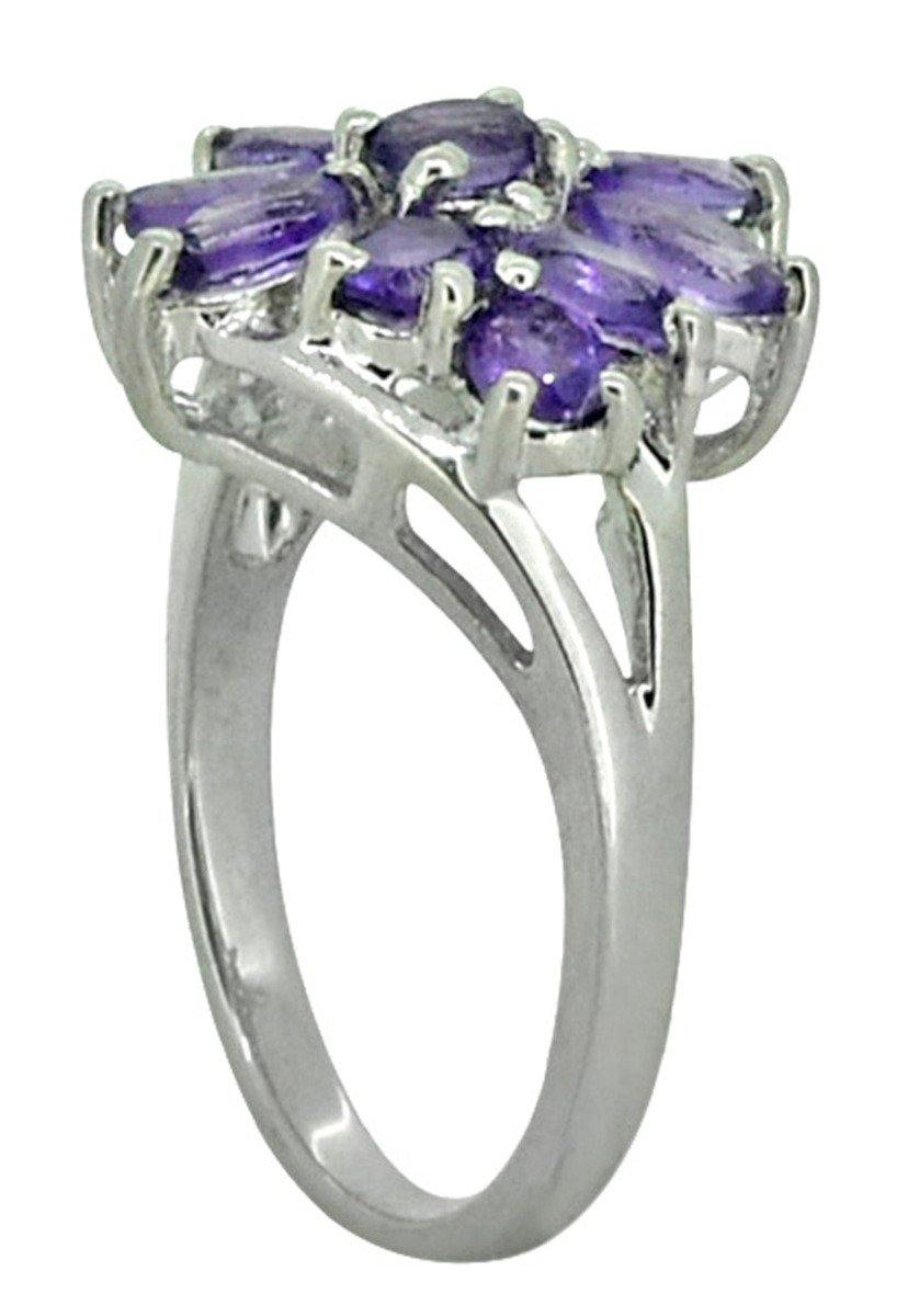 Natural Purple Amethyst 925 Sterling Silver Flower Cluster Ring - YoTreasure
