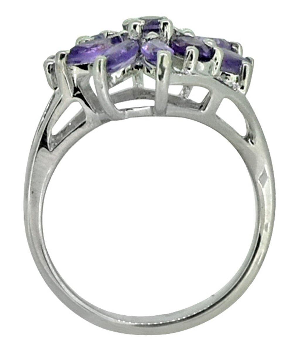 Natural Purple Amethyst 925 Sterling Silver Flower Cluster Ring - YoTreasure