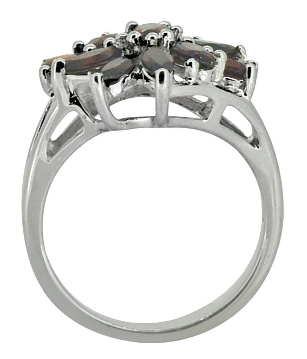 Natural Red Garnet Solid 925 Sterling Silver Flower Cluster Ring Jewelry - YoTreasure
