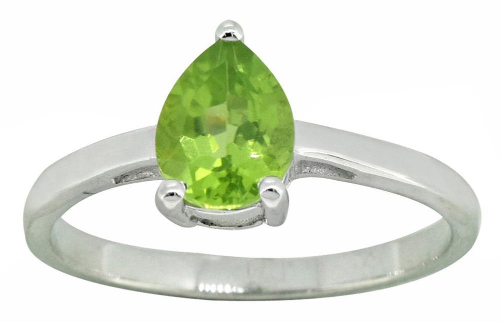 Solid 925 Sterling Silver Natural Green Peridot Teardrop Ring - YoTreasure
