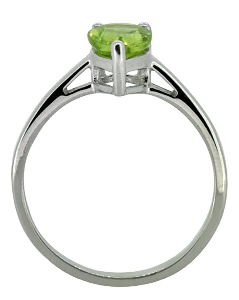 Solid 925 Sterling Silver Natural Green Peridot Teardrop Ring - YoTreasure