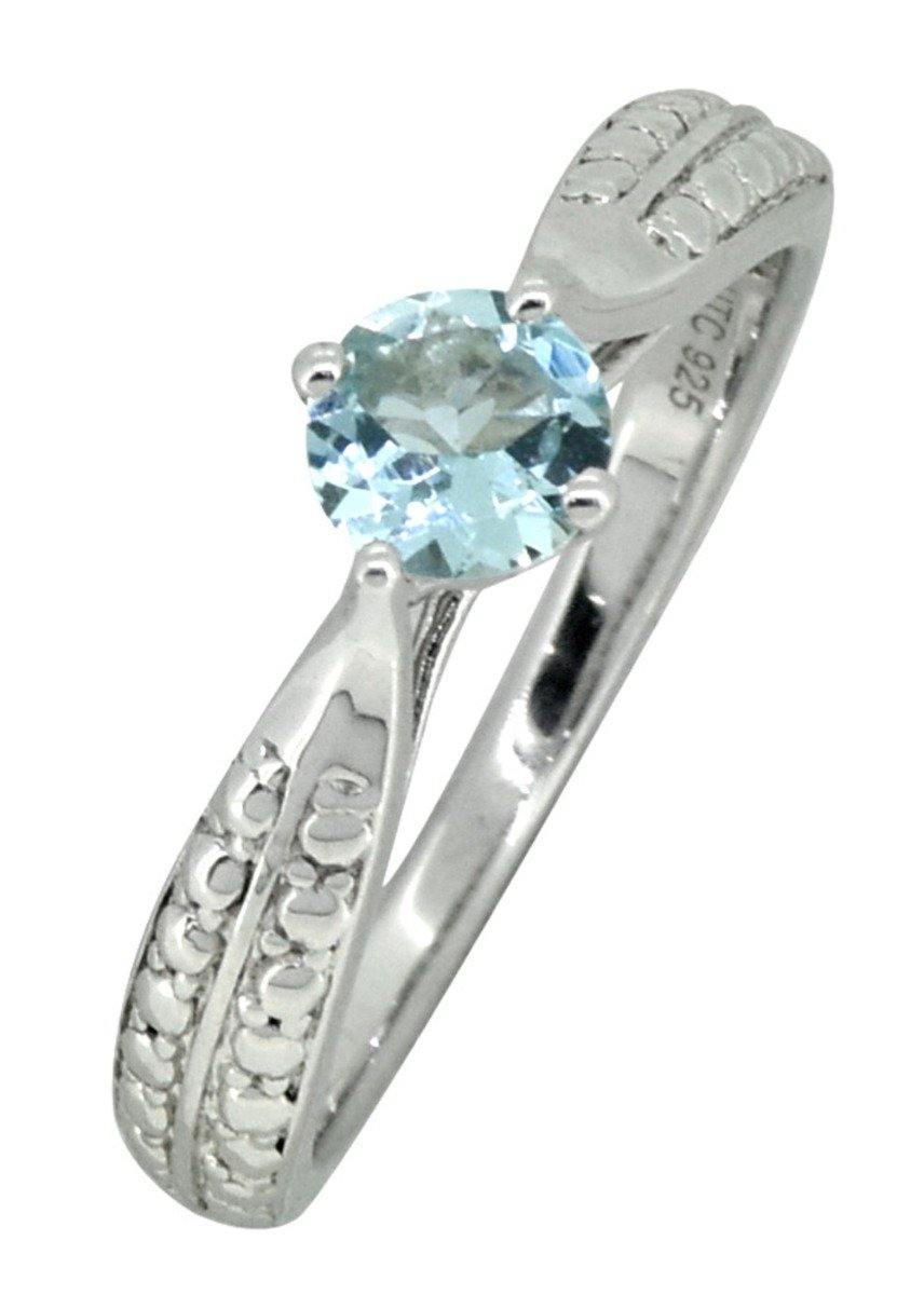 Aquamarine Solid 925 Sterling Silver Engagement Ring Jewelry - YoTreasure