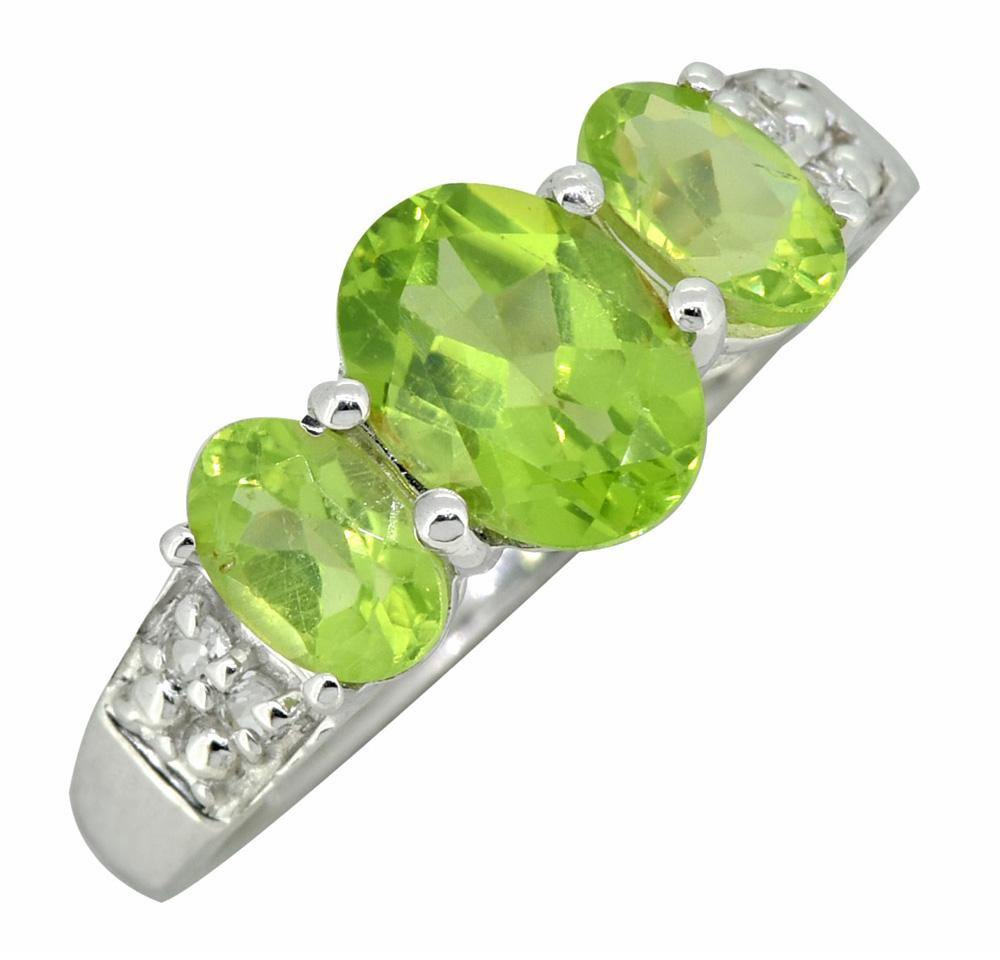 Green Peridot White Topaz Solid 925 Sterling Silver Ring Jewelry - YoTreasure