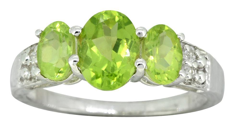 Green Peridot White Topaz Solid 925 Sterling Silver Ring Jewelry - YoTreasure