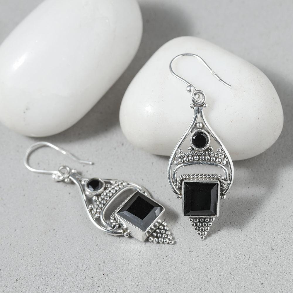 Black Onyx 925 Sterling Silver Teardrop Dangle Earrings Jewelry - YoTreasure